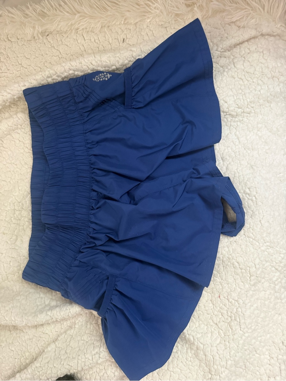 Free People Royal Blue Smocked Ruffle Shorts